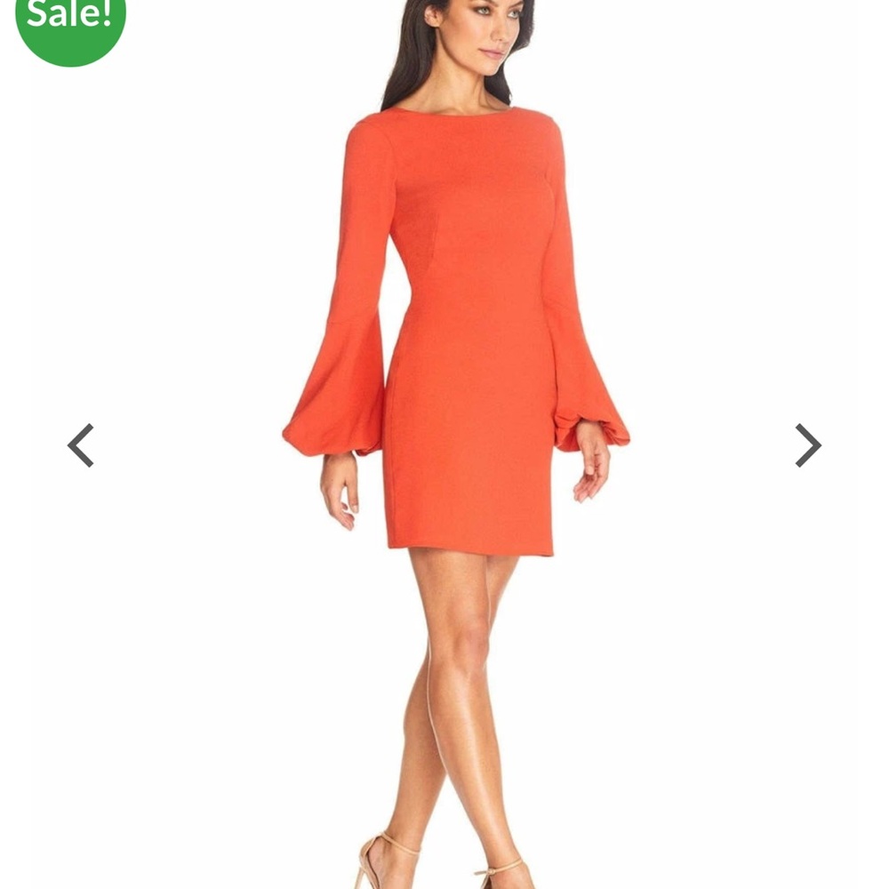 Dress the Population Vibrant Orange Long Sleeve Dress